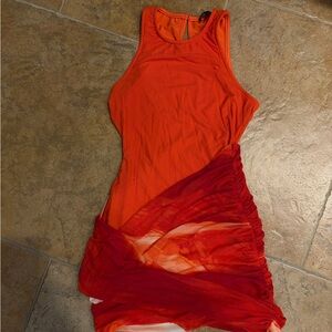JLUXLABEL Orange and Red Mini Dress